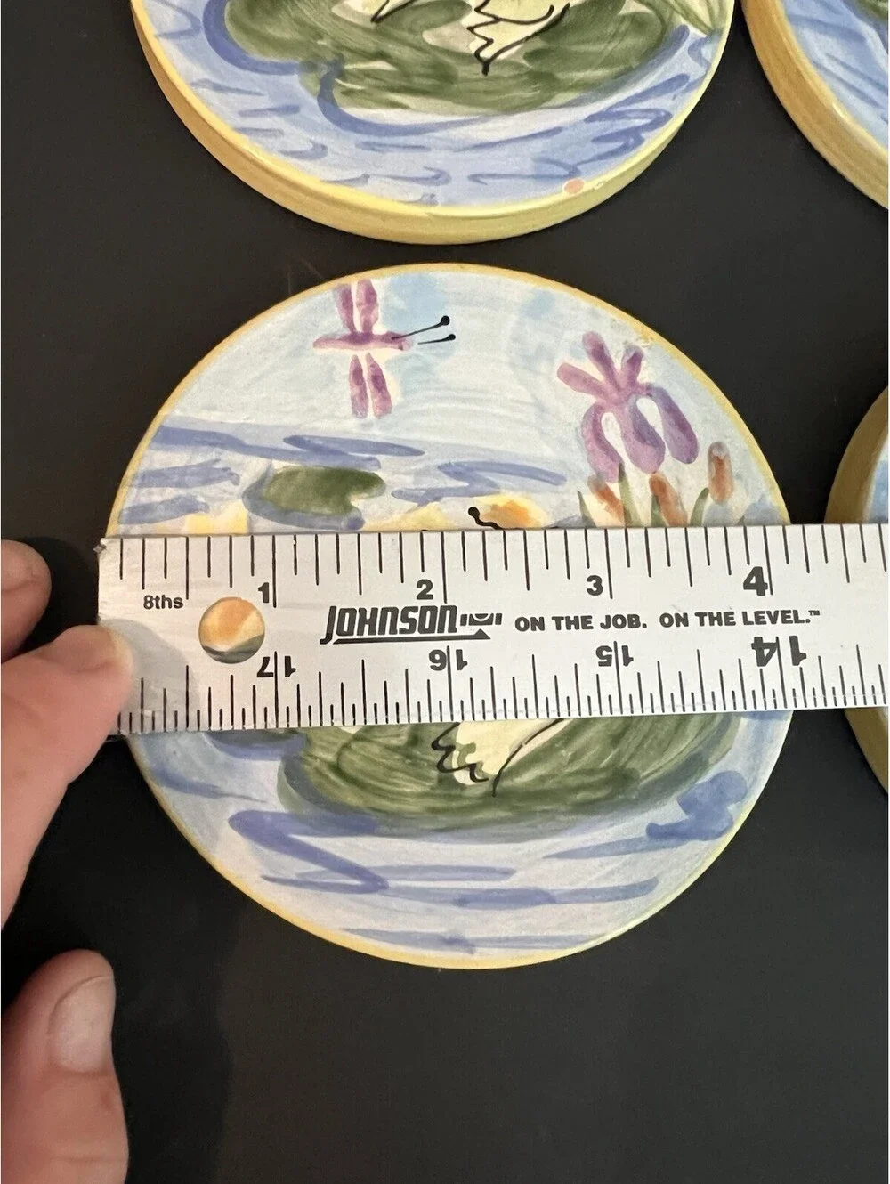4 Terracotta Mesa International Handcrafted In Hungary Frog Lily Pads Coasters